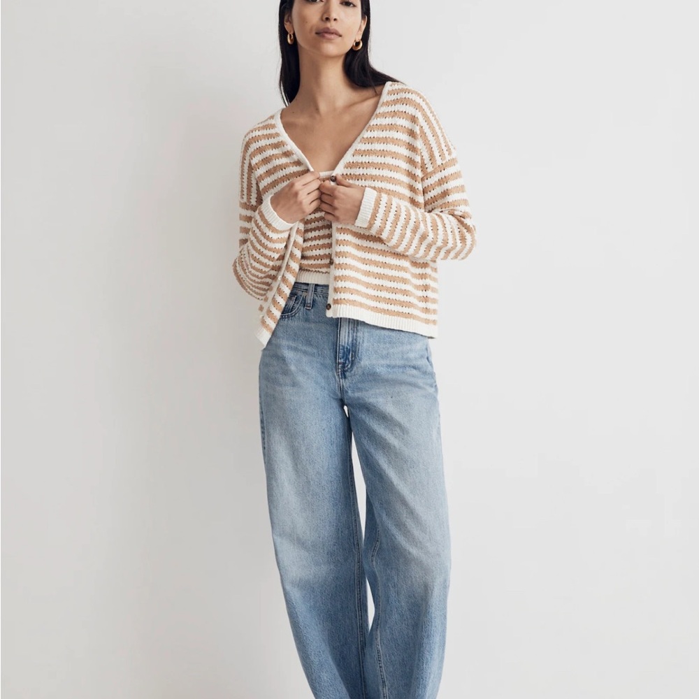 Madewell Open-Stitch Cardigan Sweater & Tank Set in Stripe